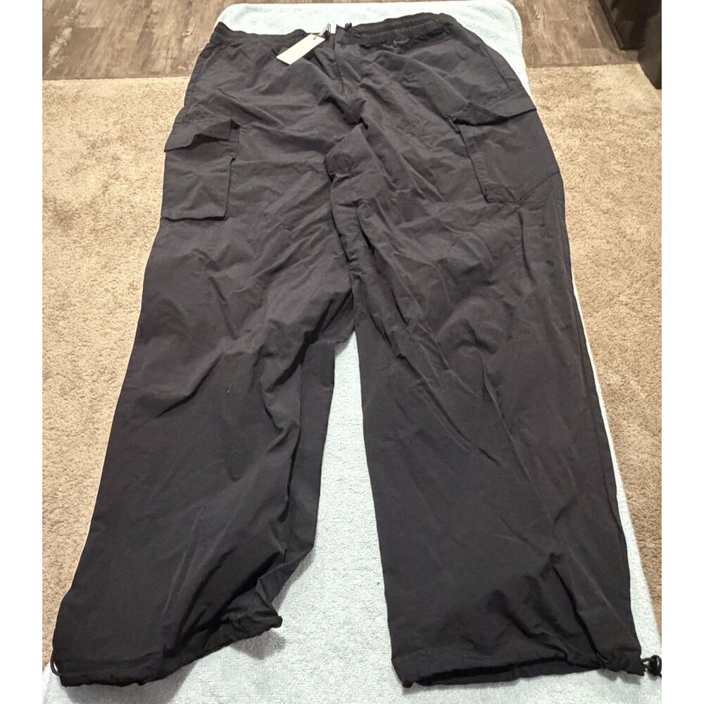 Cozi Women’s Marie Parachute Cargo Pants Black XL Drawstring NWT $40